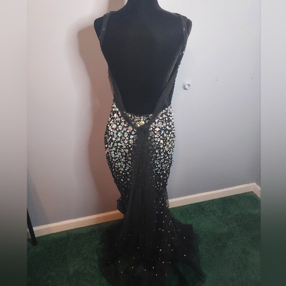 Glow Dress Gown Backless With Tie Back With Zipper On The Side Size 10 - Picture 9 of 16